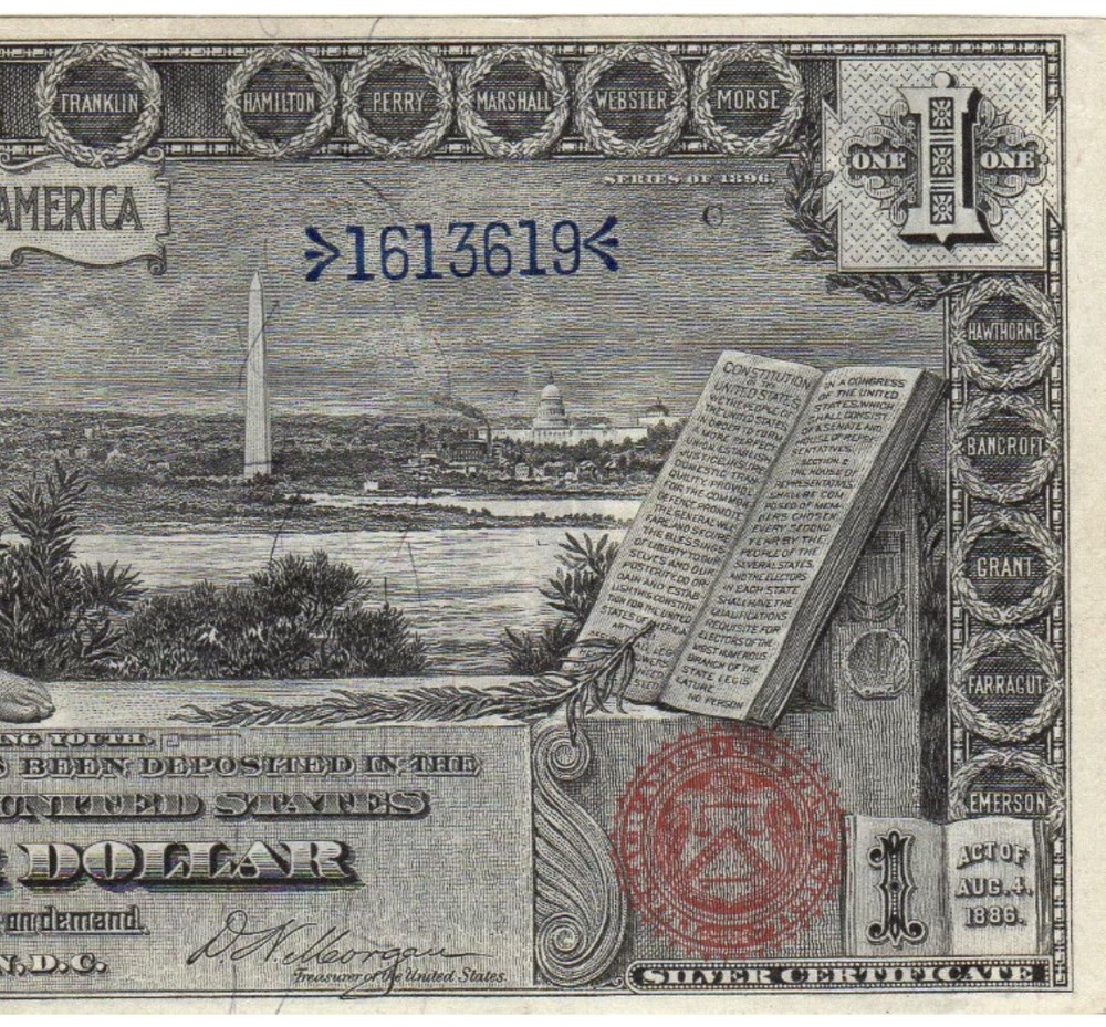 1896 $1 🇺🇸 Wonderful (( EDUCATIONAL NOTE )) Silver Certificate , Sharp Eye VF+