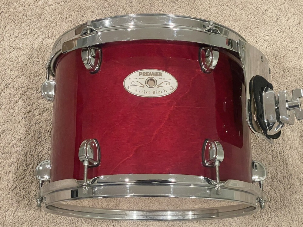 Premier Artist Birch 12” Tom Transparent Cherry Lacquer Drum Drumset Set