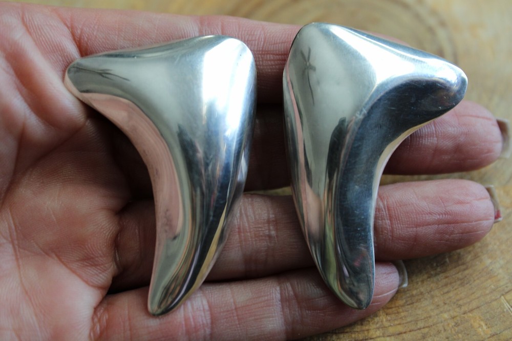 Puffed Sterling Silver Modern Look Earrings