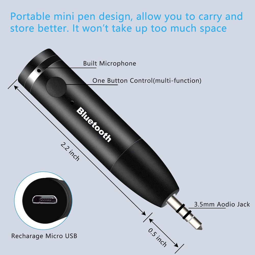 Wireless Bluetooth Aux Adapter Mini Portable 3.5mm Bluetooth Aux Receiver For Ca