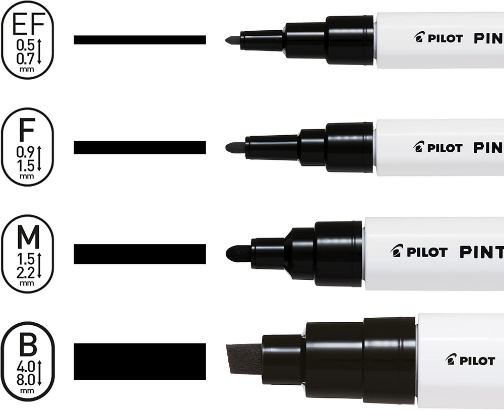Pilot Pintor Marker 4 Piece Set -1 each Extra Fine, Fine, Medium, Broad - BLACK