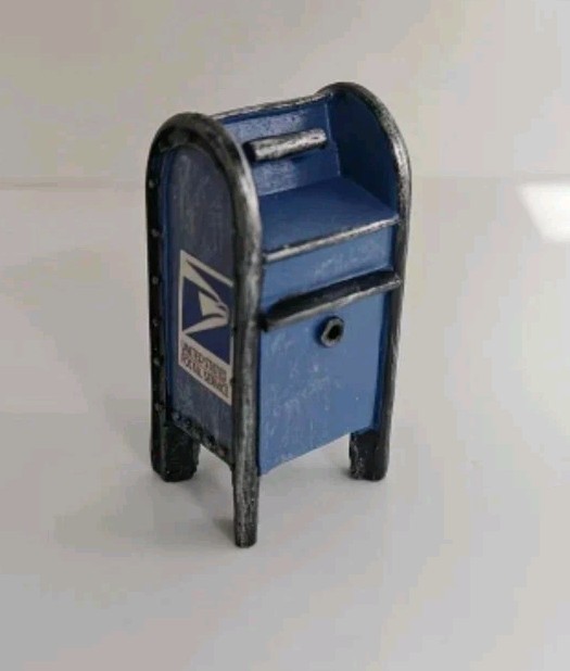 Miniature USPS Mailbox Postal Box Mail Box Blue Display Diorama Scenery