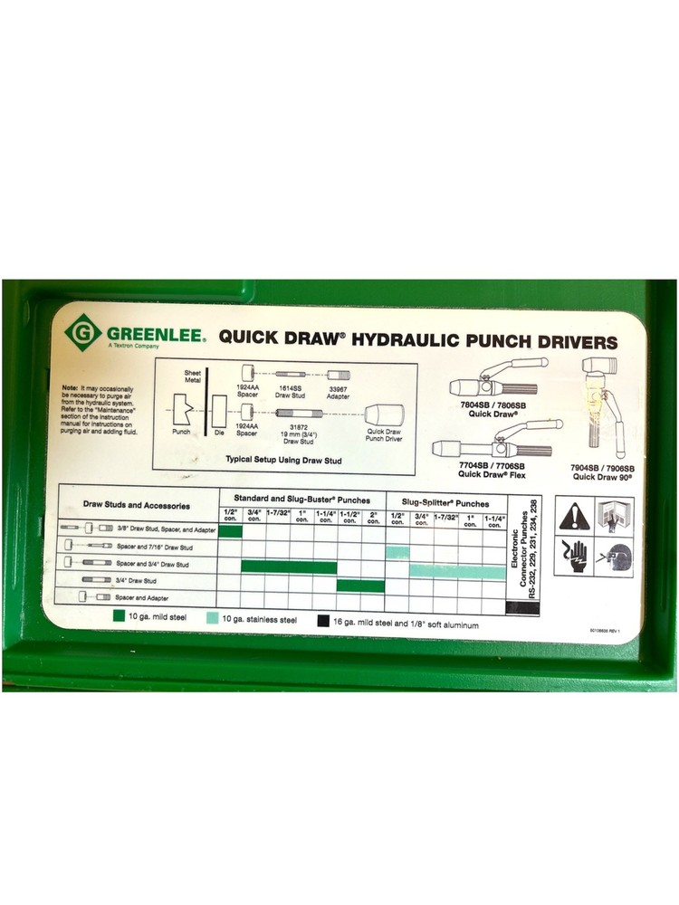 Greenlee 7904SB Compact Quick Draw 90 Hydraulic Punch Driver with Plastic Case