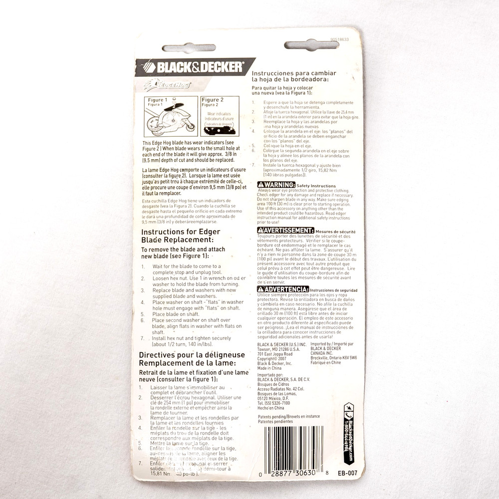 EB-007 7-1/2" Edge Hog Heavy-Duty Edger Replacement Blade Black & Decker