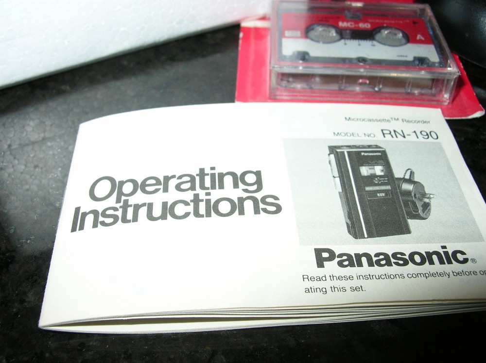 Working Panasonic RN-190 Microcassette Recorder Complete with Box & Instructions