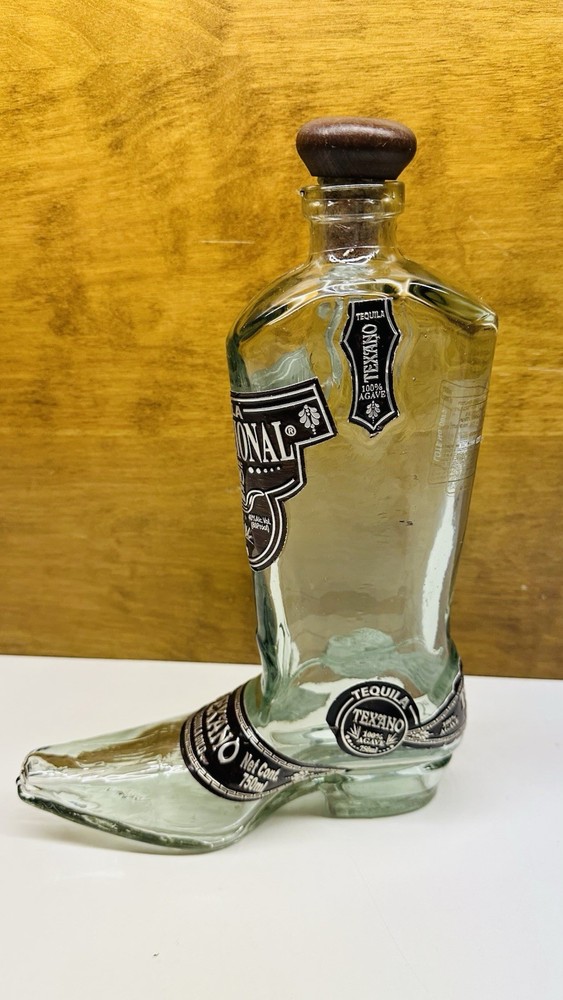Texano Tequila Clear Glass Cowboy Boot Bottle (Empty)