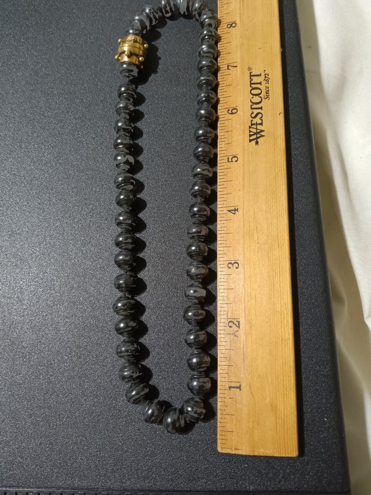 magnetic marble black bead necklace