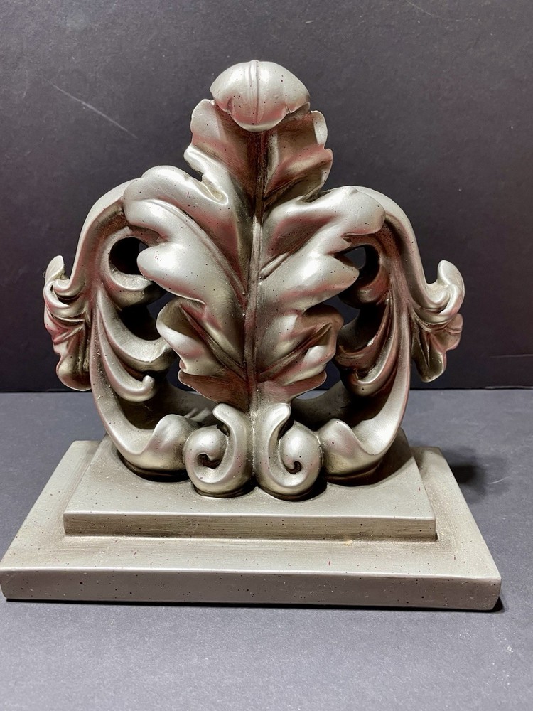 C2C Designs Decorative Resin Bookend Leaf/Scroll Design Blk Base Heavy