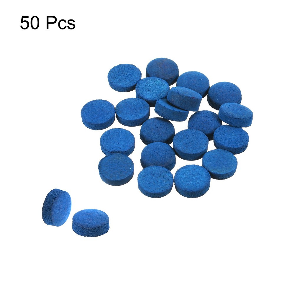 12mm Billiard Slide Stick Tips, 50pcs Replacement Tips, Blue