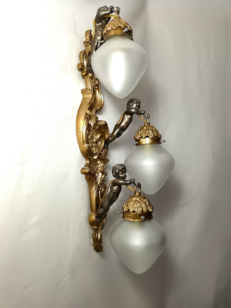 Wall light, Large palace sconce, Putti, Cupids, Rococo, Victorian Baroque