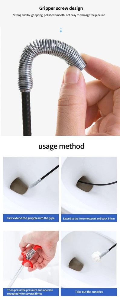 60cm Spring Pipe Dredging Tool - Drain Snake, Clog Remover, Household Kitchen