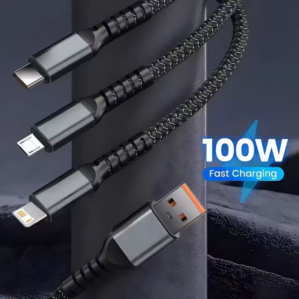 3in1 Fast Charging Cable Cell Phone Charger Cord For iPhone Micro USB Type C
