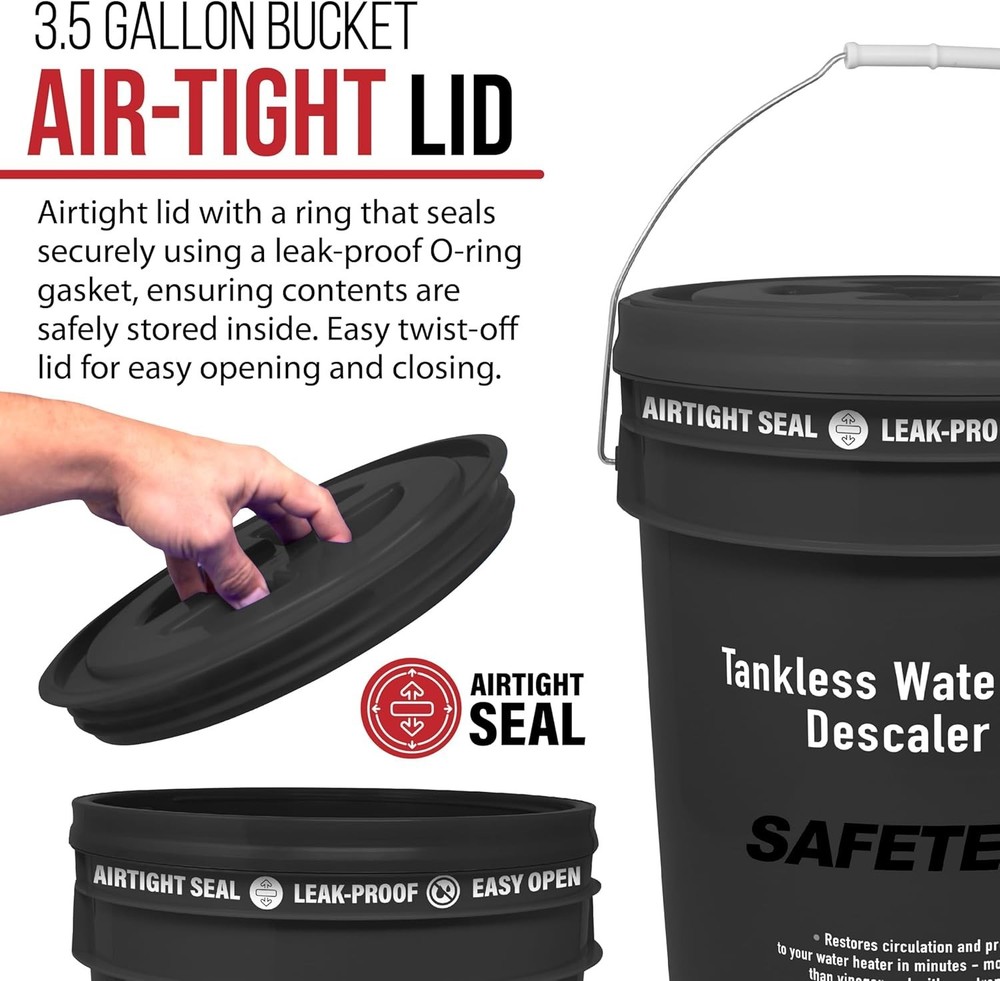 Safetech Tankless Water Heater Flushing Kit with Screw-Top Lid, Quart Descaler