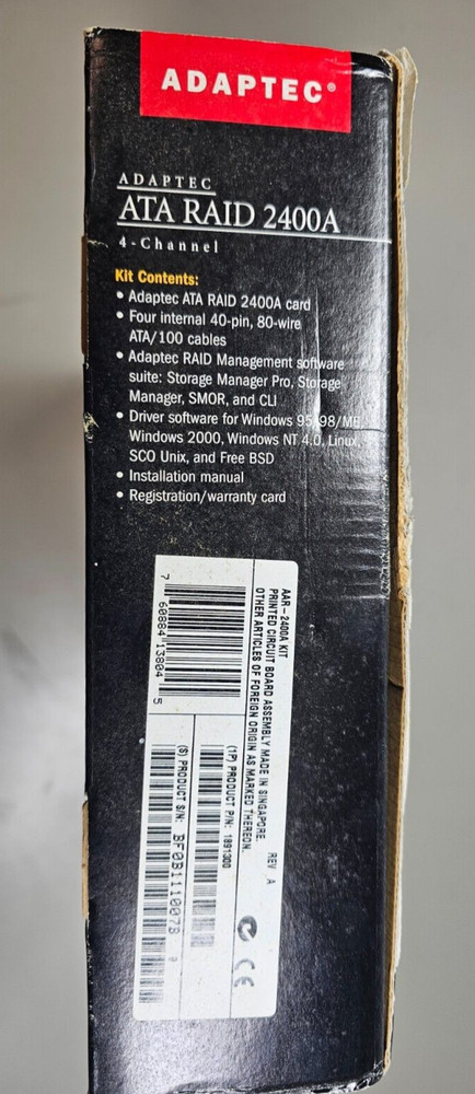 Adaptec ATA RAID 2400A 32-bit PCI ATA/100 RAID Card AAR-2400A/EFIGS KIT