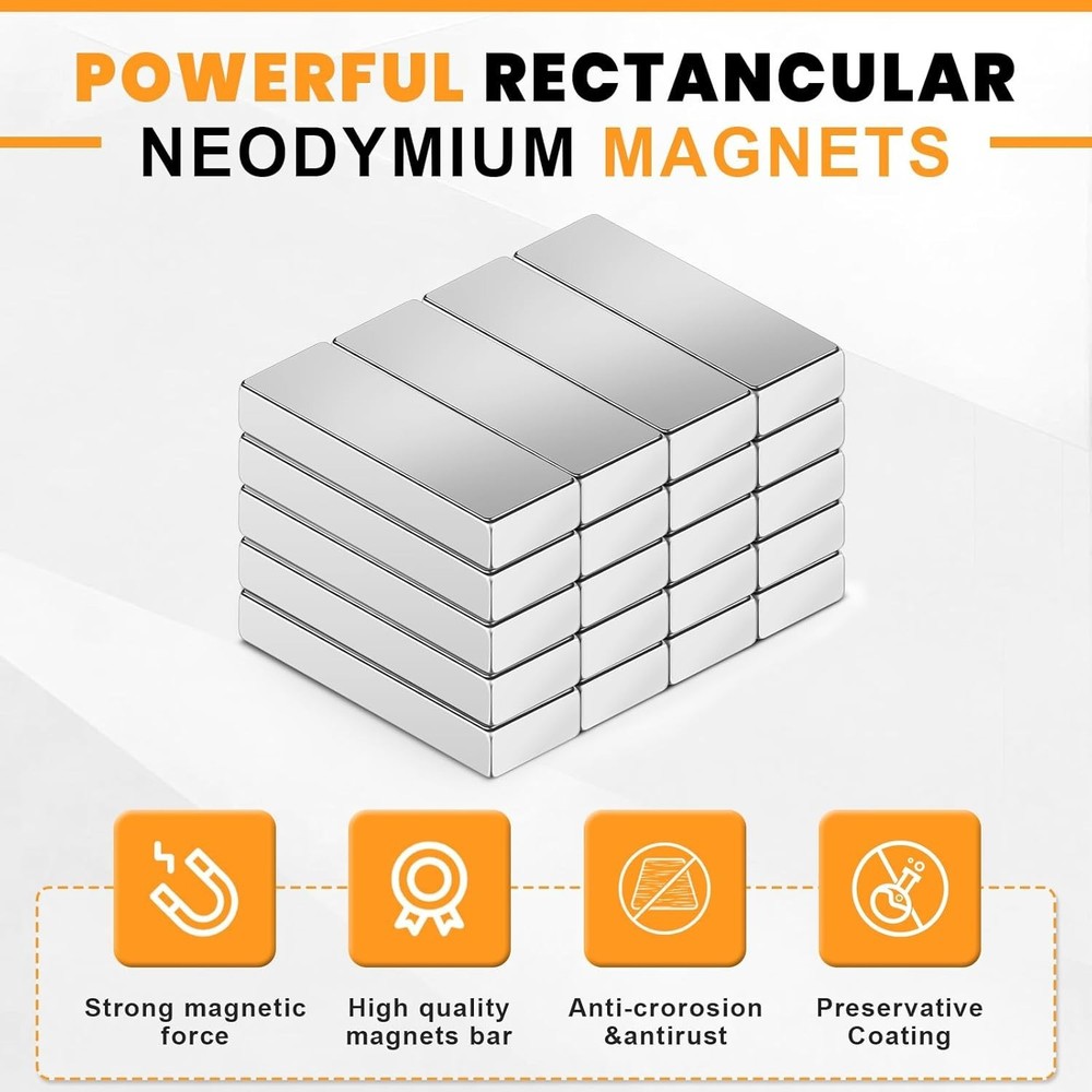 Heavy Duty 7 Pcs Rectangular Rare Earth Magnets, Anti-Scratch for DIY Projects