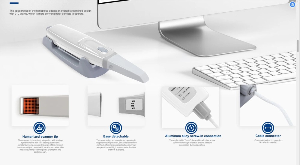 Dental Intraoral Scanner - Scanner & Cable & 4 Tips & Software
