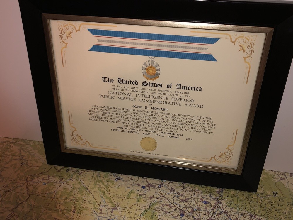 NATIONAL INTELLIGENCE SUPERIOR PUBLIC SERVICE COMMEMORATIVE CERTIFICATE Type-1