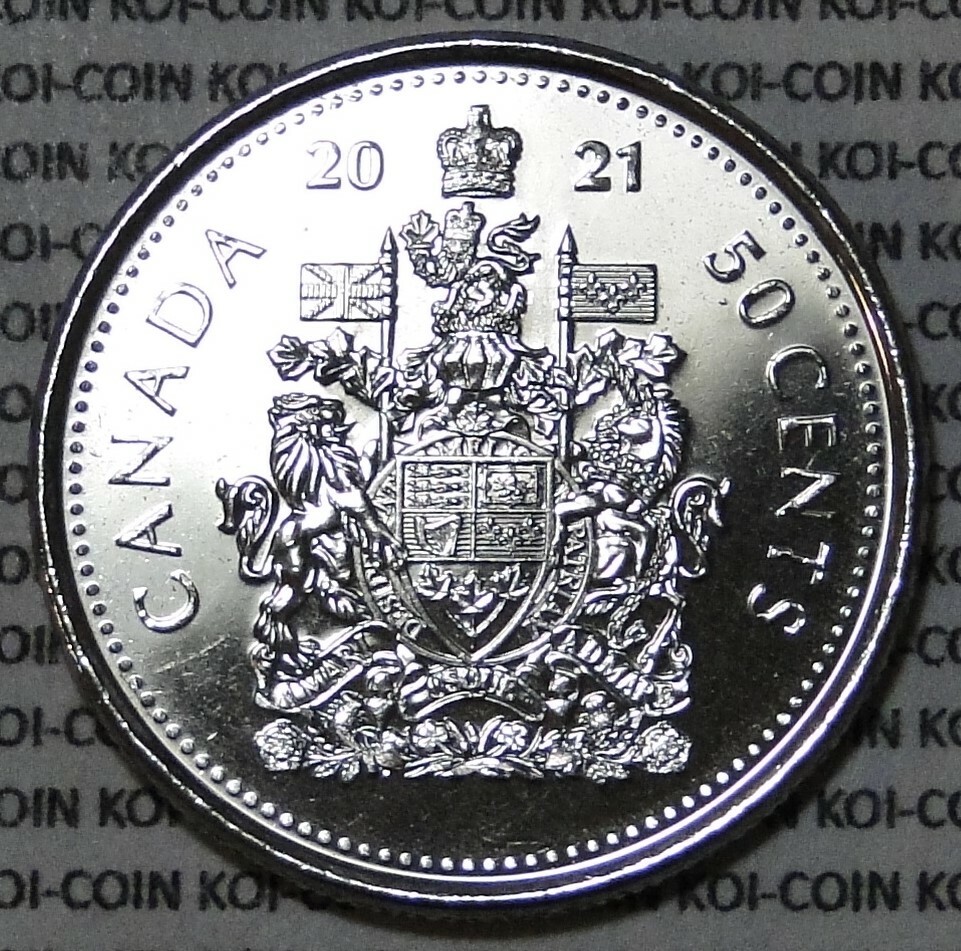 BU UNC Canada 2021 50 cent 50c half dollar coin from mint roll