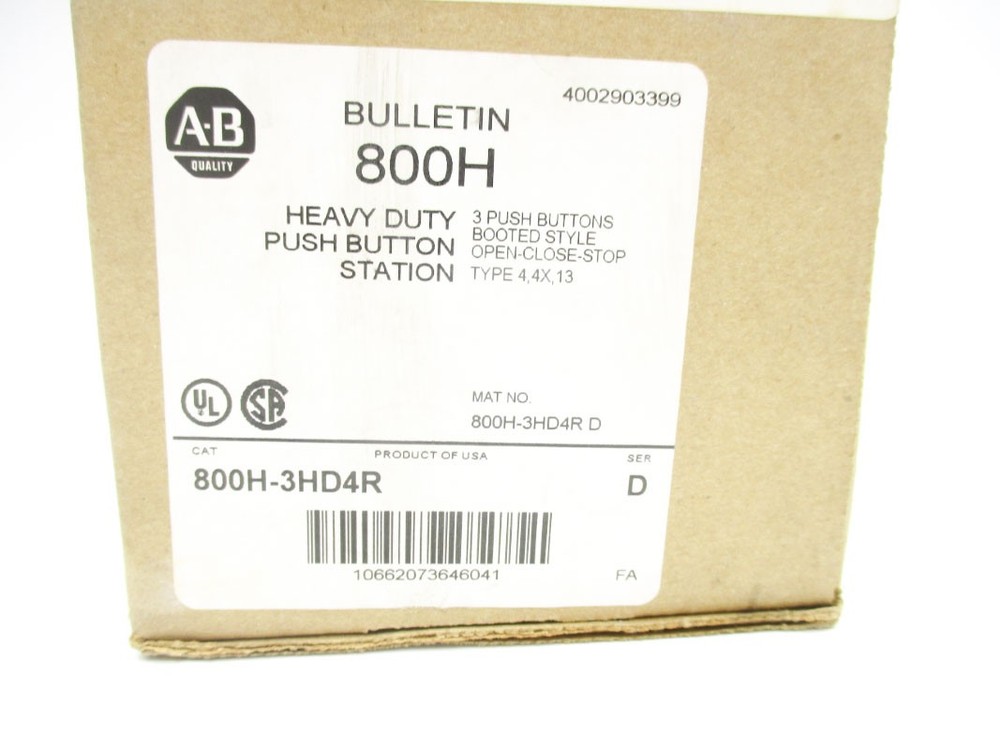 ALLEN BRADLEY 800H-3HD4R SER. D (BR/WH) NSMP