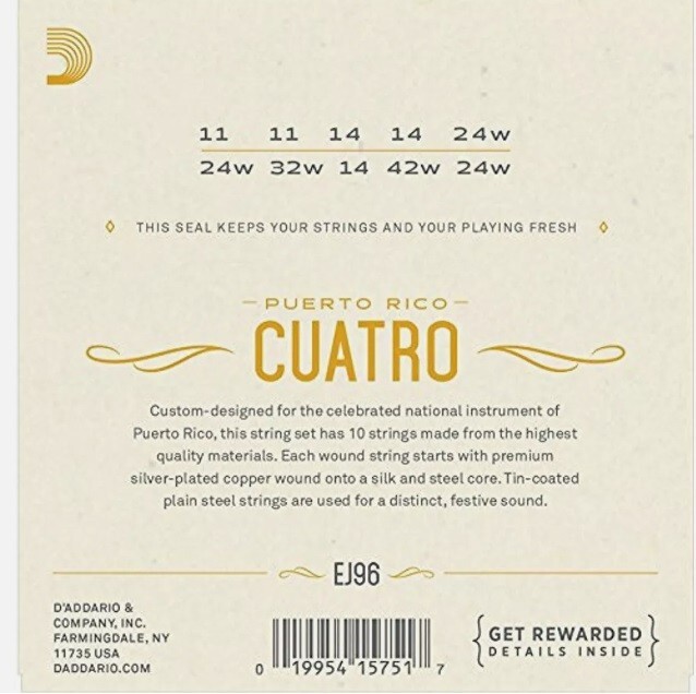 D'Addario EJ96 Cuatro Puerto Rico Strings