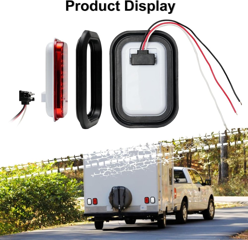 LED Trailer Light Kit 6 Pc Red White Rectangle New