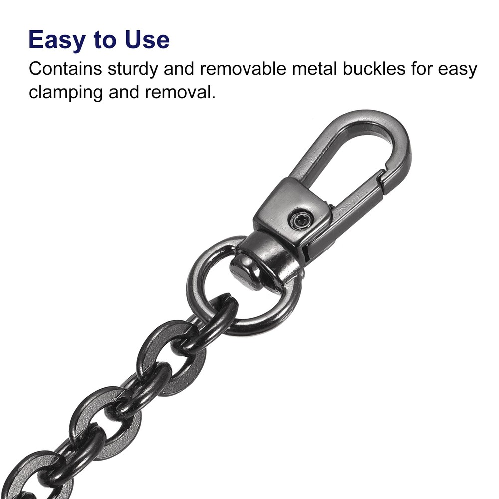 16"x0.24" Purse Chain Strap, Purse Handle Shoulder Replacement Strap(Black)