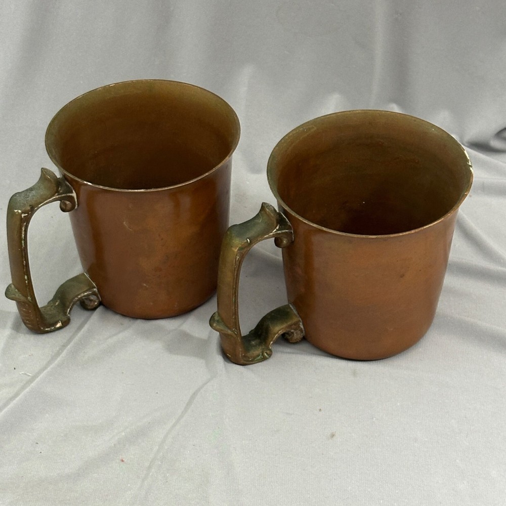 2 Vintage WMC Copper & Brass Mugs