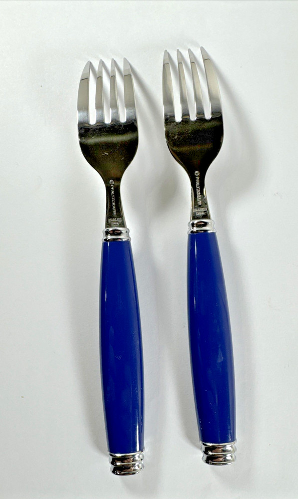 2X Pfaltzgraff Blue Stainless-Steel Flatware DINNER FORKS