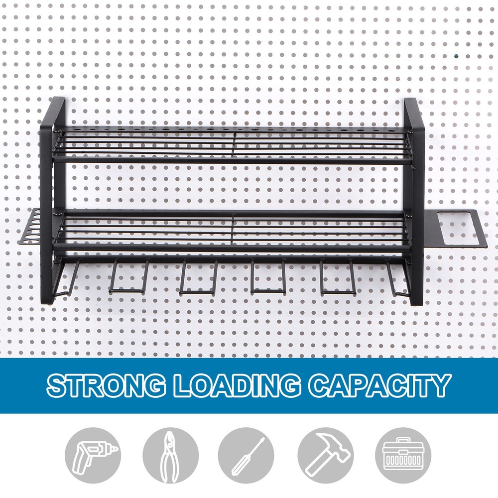 Power Tool Organizer 3 Layers 5 Drill Storage Racks Wall Mount Style Hooks