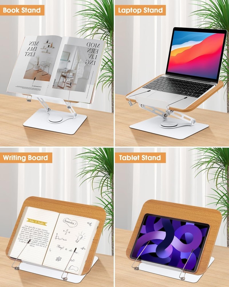 Book Stand for Reading, Adjustable Book Holder for Reading Hands Free, Foldab...