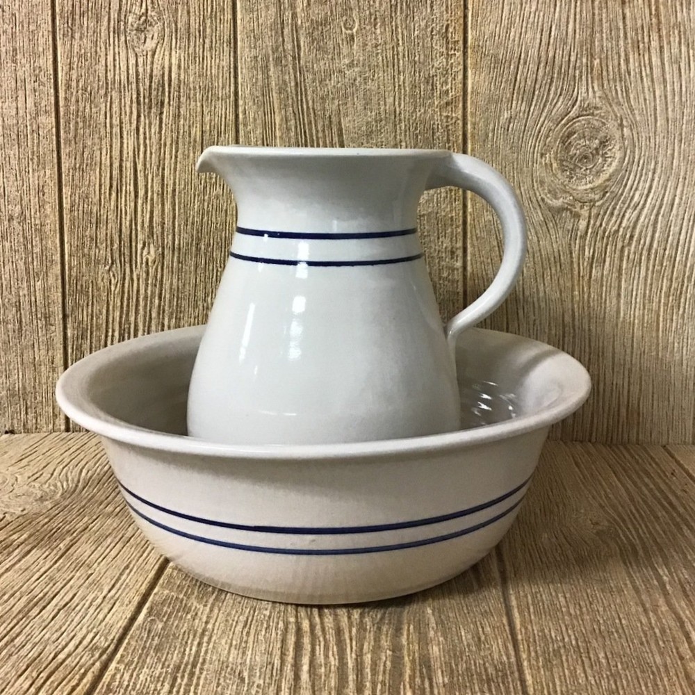 Heritage Blue Stripe Stoneware Wash Basin