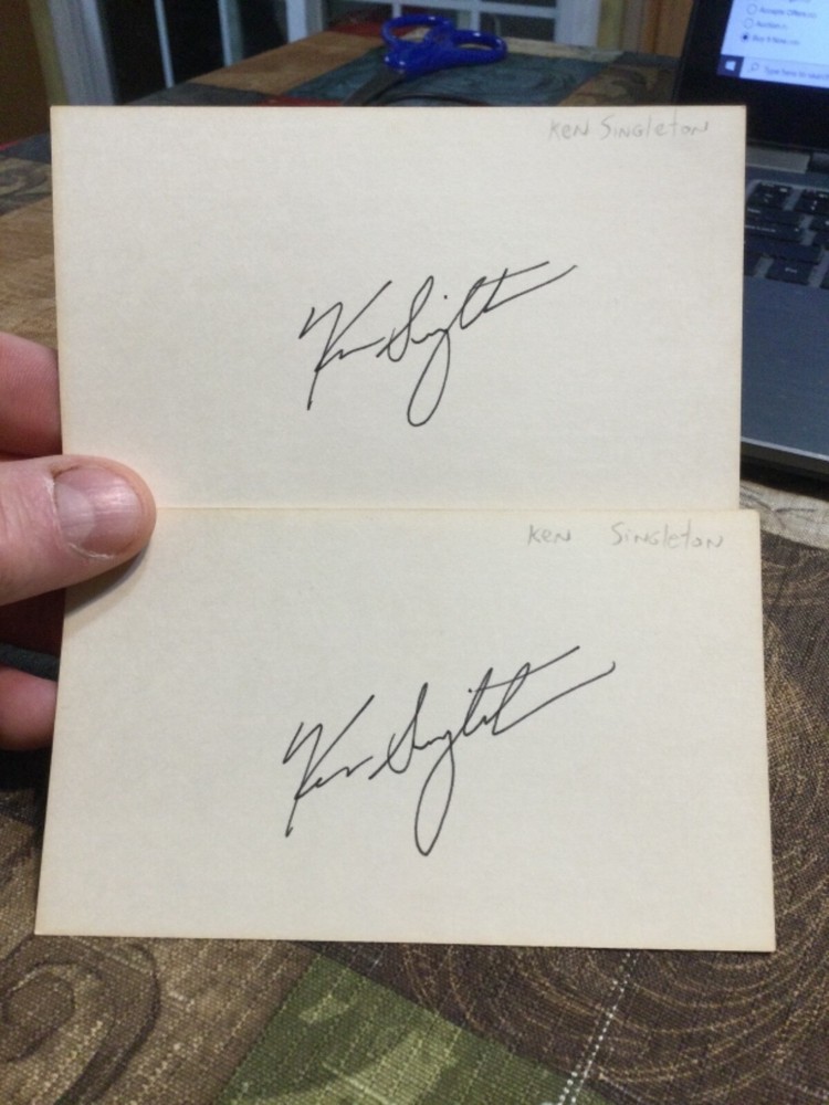 Ken Singleton Orioles Autographed Signed Index Card x2
