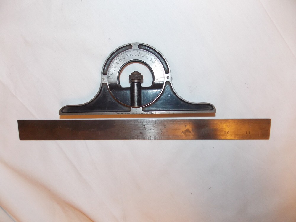 BROWN AND SHARPE MFG CO. 12" RULER PROTRACTOR