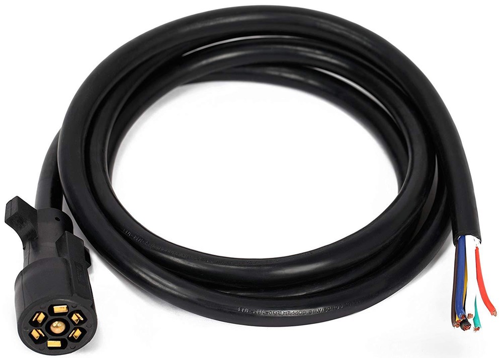 7 Way Molded 8 foot Trailer Wire Light Plug Cord Connector RV Flat Blade Camper