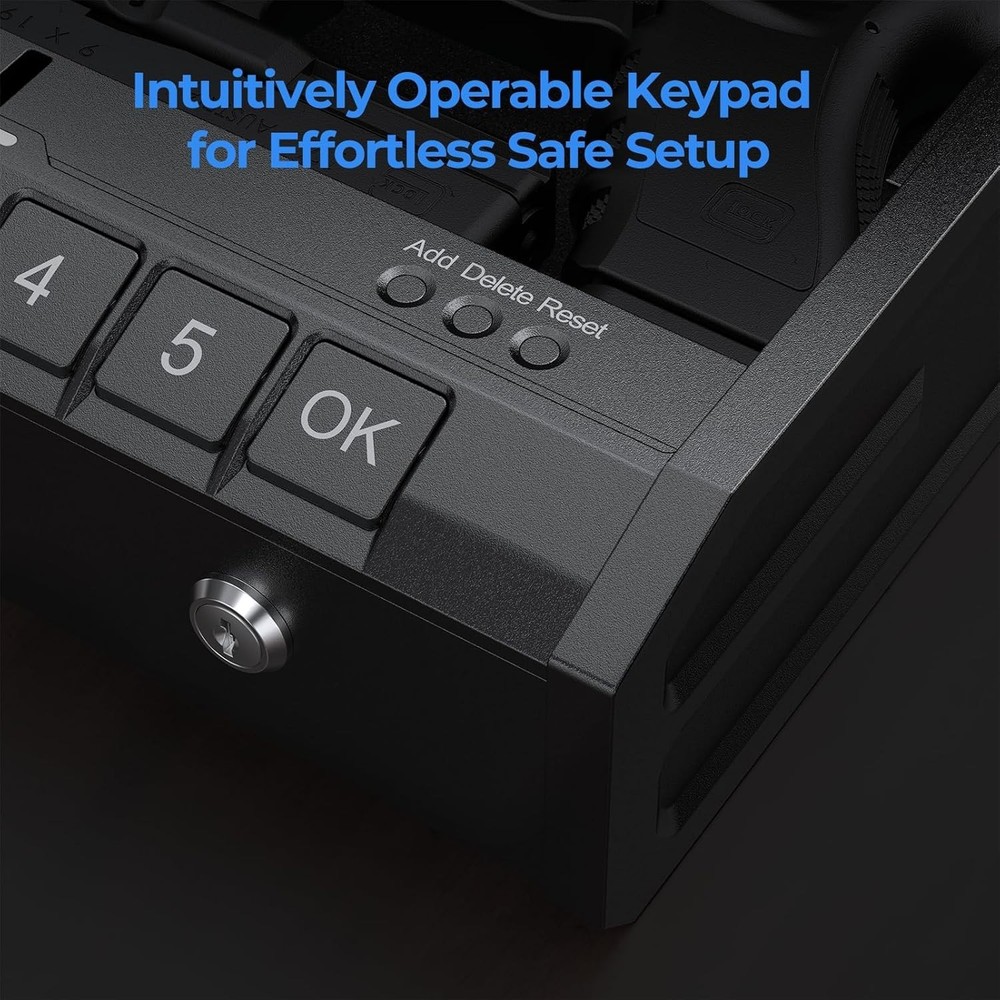 Quick Access Biometric Handgun Safe with Security Cable & Low Battery Warning