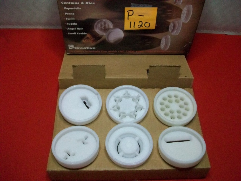 PREOWNED CREATIVE TECHNOLOGIES PASTA MACHINE ACCESSORIES KIT CONTAINS 6 DIES VGC