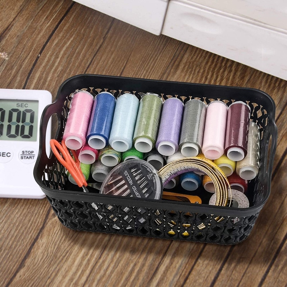 12-Pack Black Small Storage Basket Tray, Plastic Storage Tray
