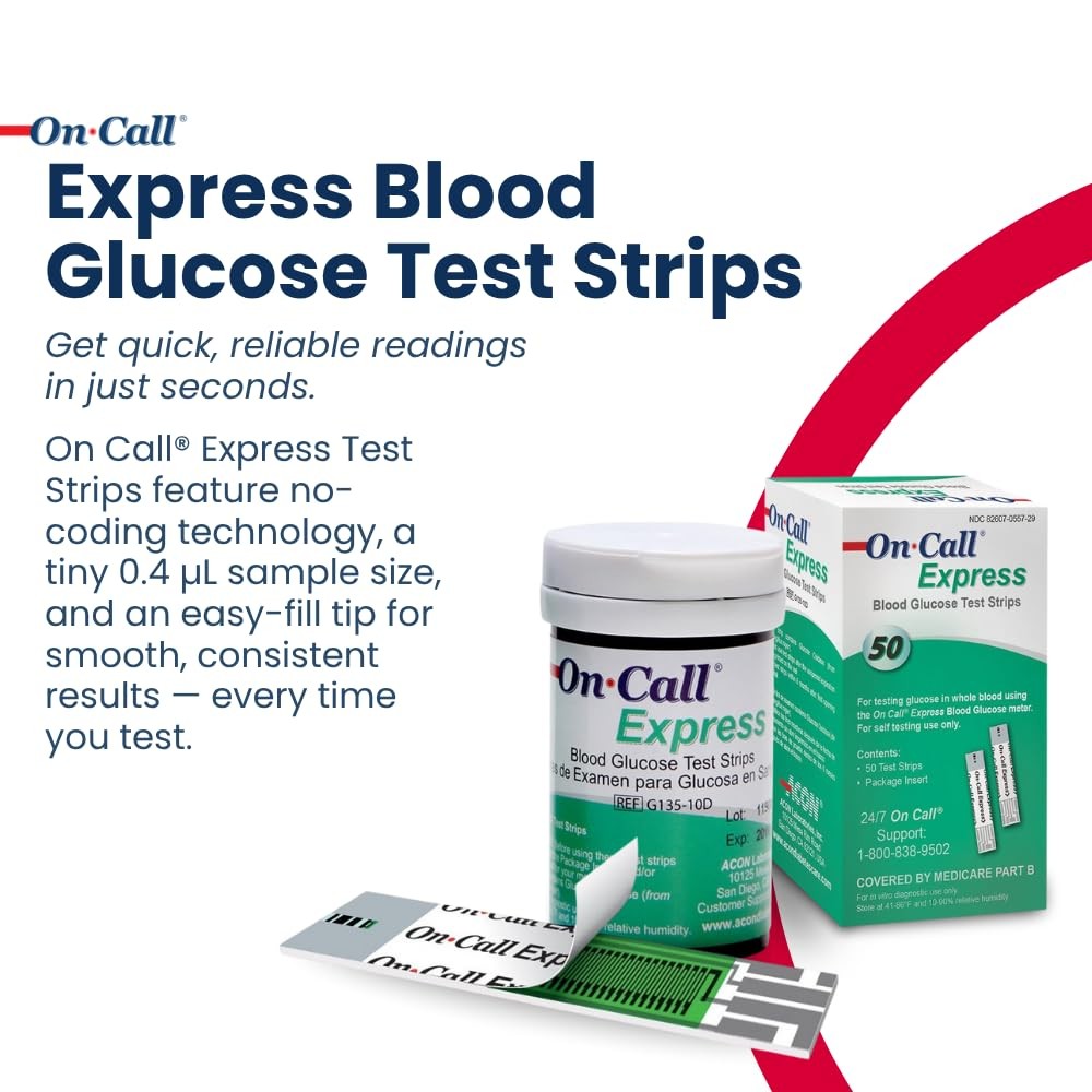 Blood Glucose Test Strips 50 Count No Coding Needed Quick Read Accurate Testing