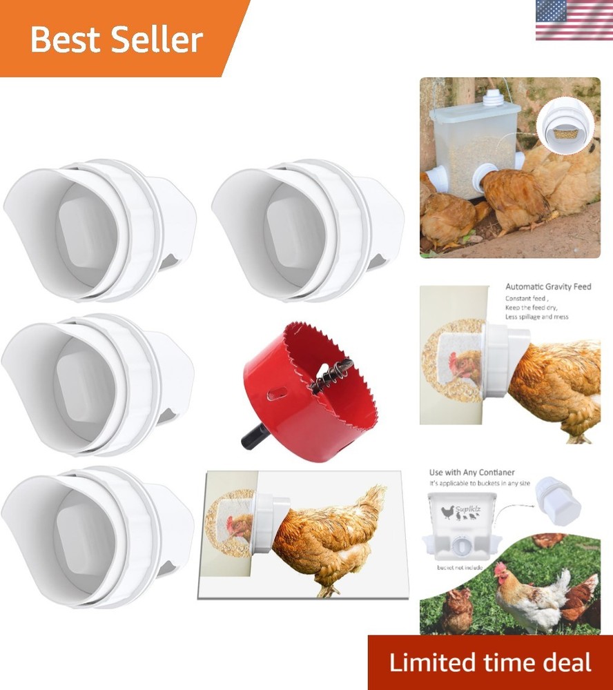 Ultimate DIY Chicken Feed Kit - 4 Port Rainproof System Compatible with Buckets