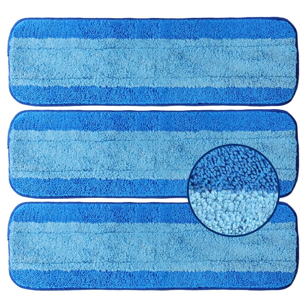 Microfiber Mop Replacement Pads 3 Pack, For Hard Surface Floors, 18 Inch