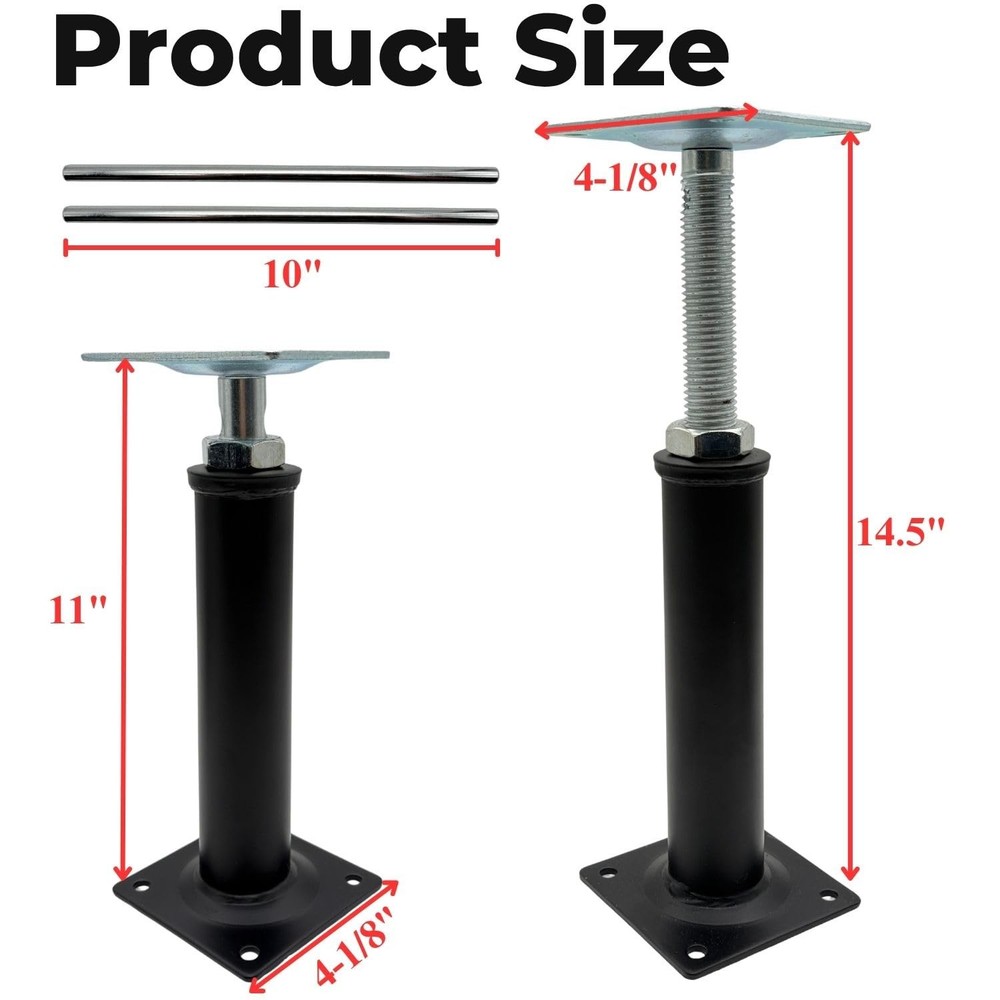 2 Pack Adjustable Jack Post Set, Metal Floor Support, 11-14.5 Inch Height Ran...