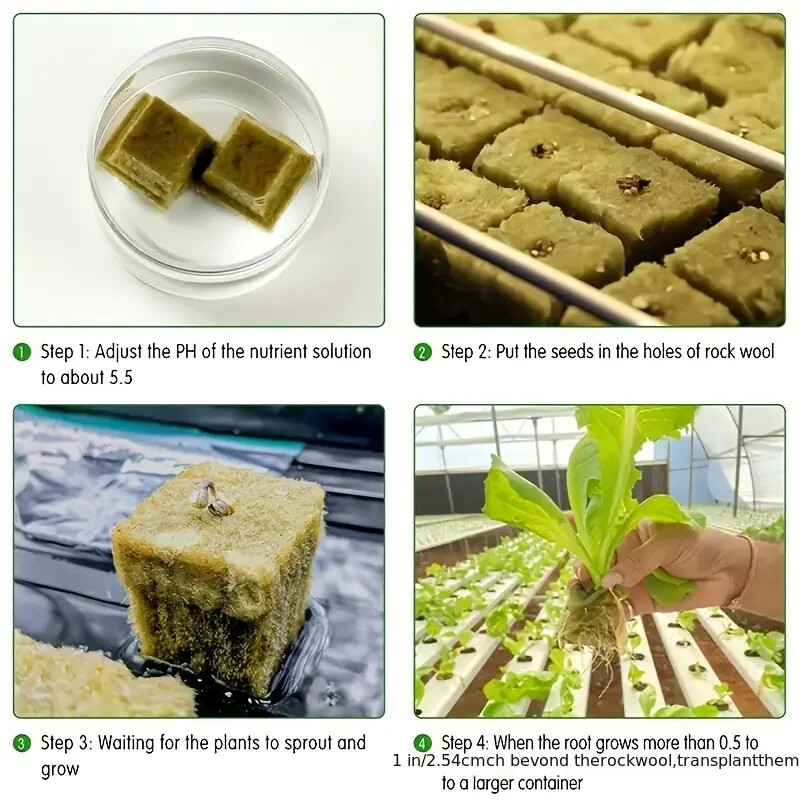 4 Sheets 200 Rock Wool Cubes 200 Plugs Stonewool Seed Starter Hydroponic Grow