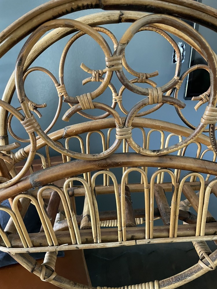 Vintage Bamboo Rattan Magazine Rack