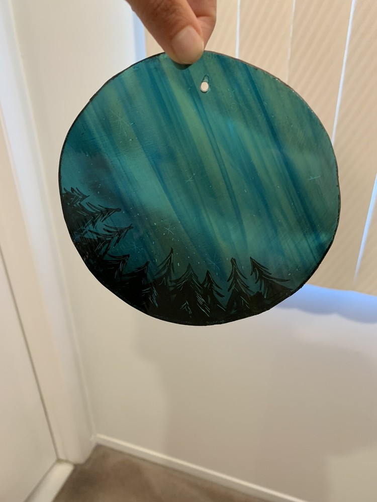 Northern Light/Aurora Borealis Hand Painted Glass