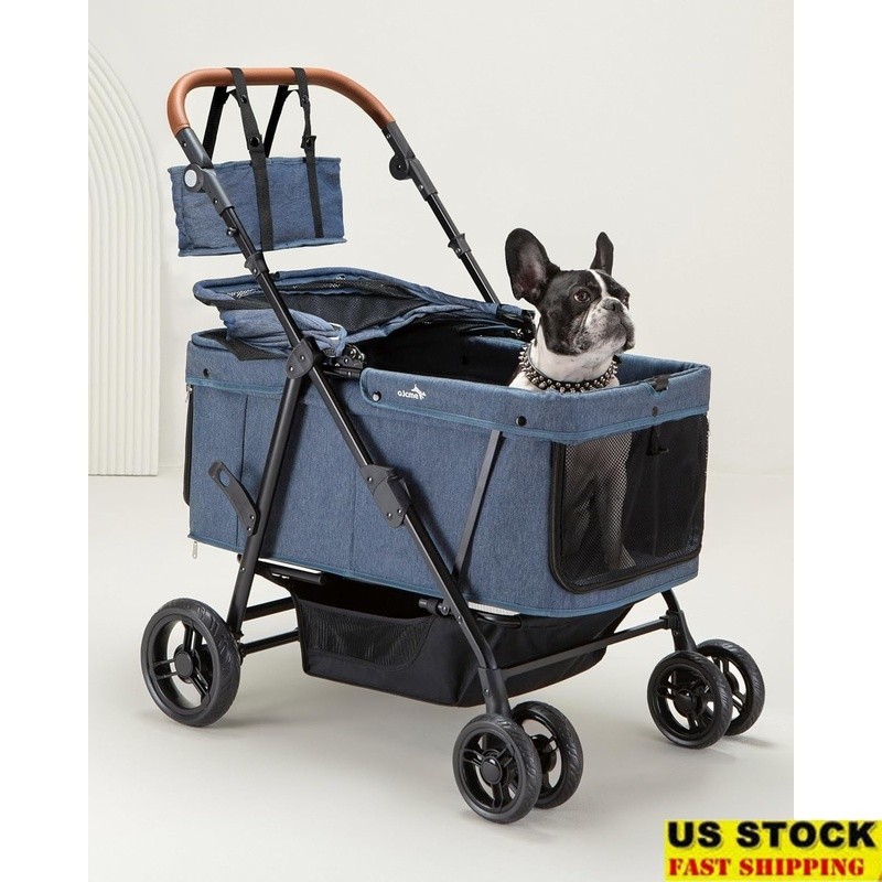 Heavy Duty Dog Stroller Small Medium Pets W/ Adjustable Canopy Storage New