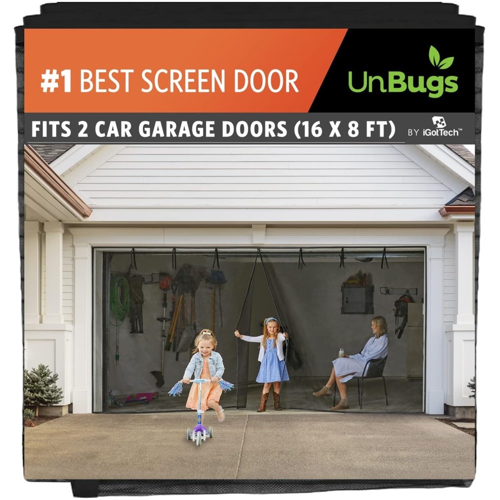 Pet-Friendly UnBugs Garage Screen for 2-Car Doors - Bug Closure & Fresh Air