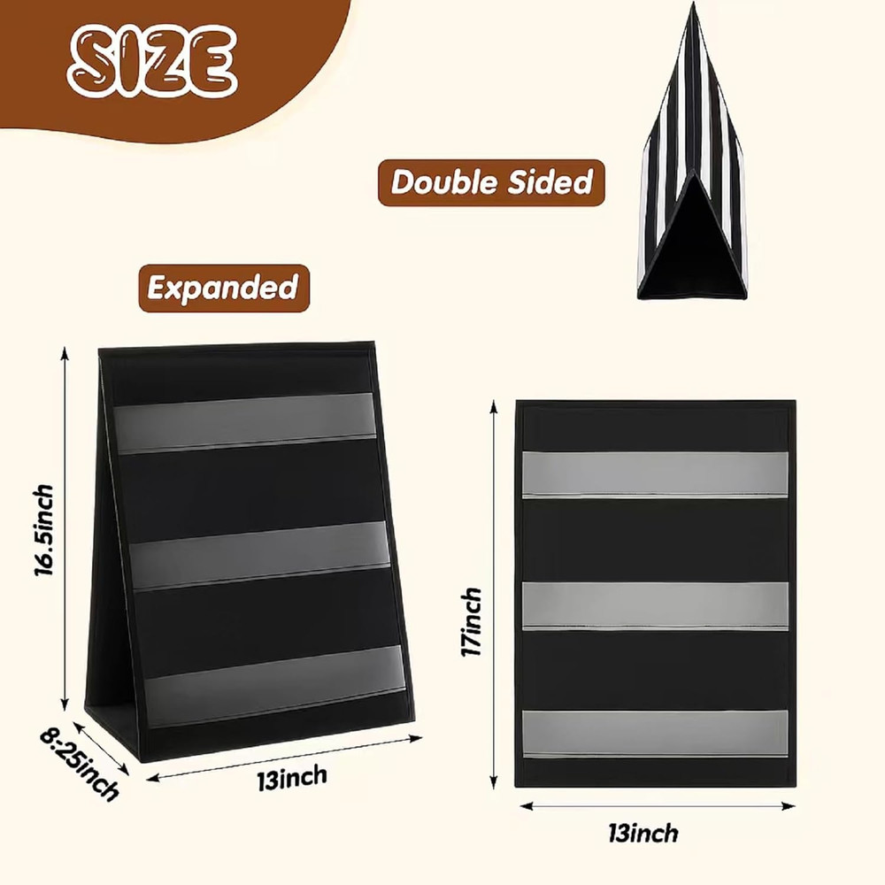 Double Sided Bookmark Display Stand, Portable Black Desktop Rack