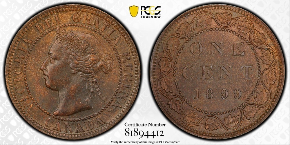 1899 RP9 Canada large cent PCGS AU55