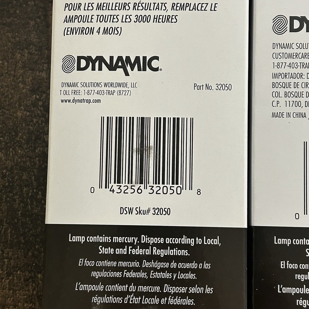 DynaTrap UV Ultraviolet Bulbs #32050 2/Pack 3 Packs 6 Bulbs Total