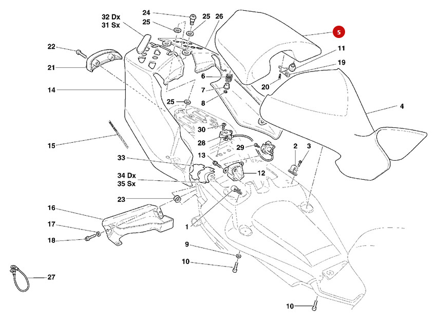 DUCATI PASSENGER SEAT 59510621B